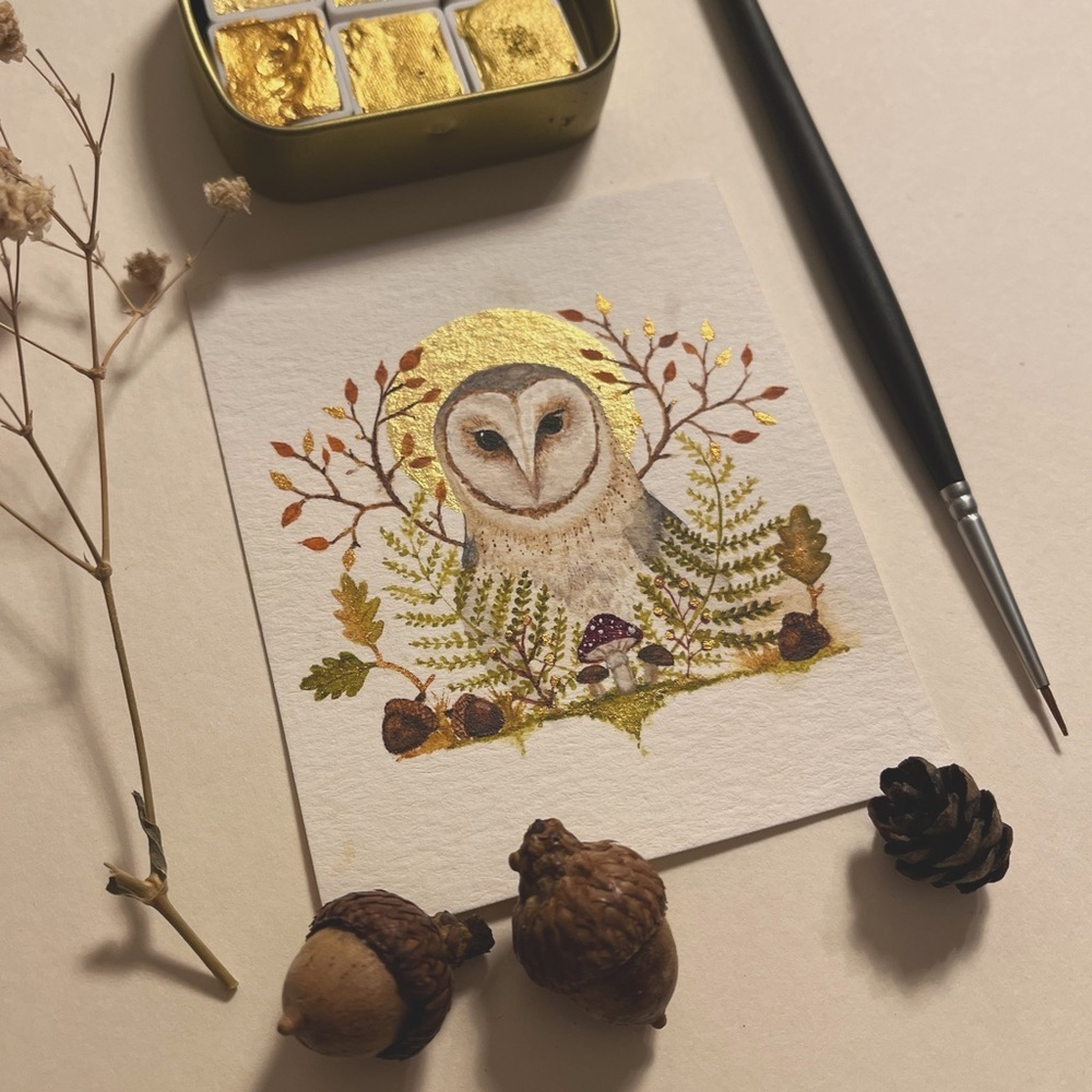 Original watercolor miniature painting